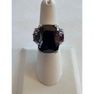 Size 6 STS 925 Sterling Silver Cocktail/Statement Ring w/ Black Gemstone